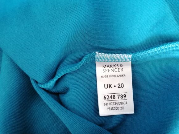M&S Womens T Shirt Size 20 Teal Blue Short Sleeves New 100% Cotton - Picture 3 of 6